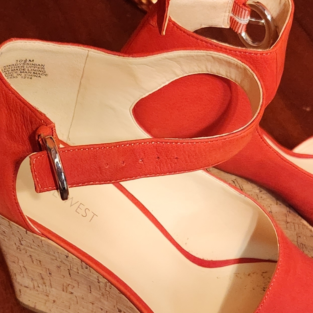 Red platform sandals